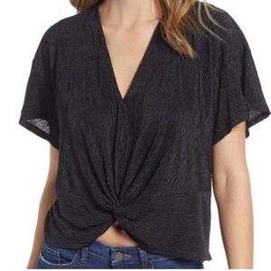 Women’s Black Twist-Front V-Neck Top